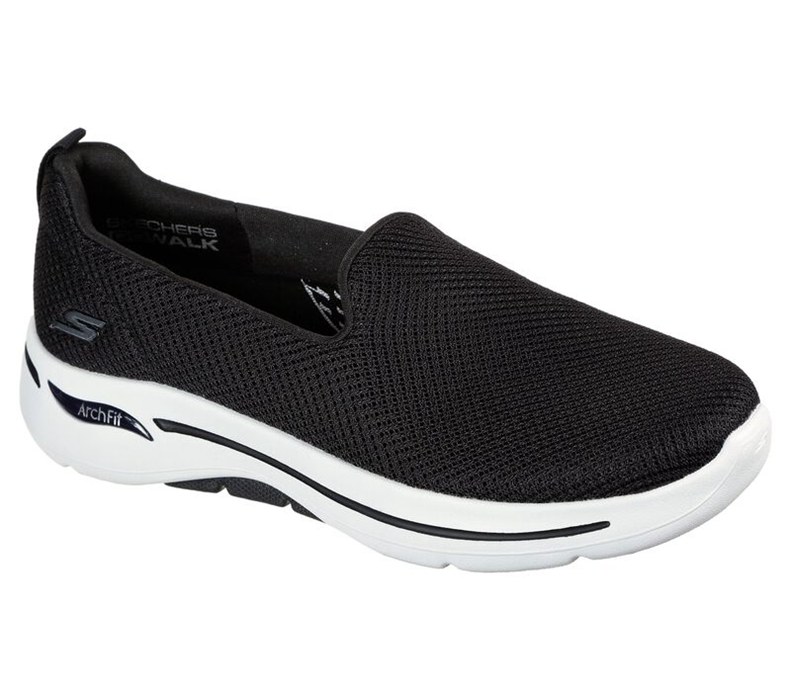 Skechers Gowalk Arch Fit - Grateful - Womens Slip On Shoes Black/White [AU-MT0699]